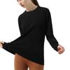 Novo suéter casual esportivo solto gola redonda top para corrida fitness malha sem costura simples versátil ao ar livre manga longa