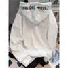 Moletom com capuz básico, divertido, estilo americano, com design de letra bordada, modelagem solta, moderno e unissex, de mangas compridas