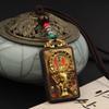 Colar com pingente de ébano estilo chinês Nepal thangka marca Bodhisattva Buda Xizang vintage corrente para suéter pendente presente
