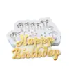 Molde de Silicone para Assar Bolo Letras Maiúsculas e Minúsculas em Inglês Cartão de Chocolate Feliz Aniversário Decoração de Bolo