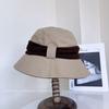 Sombrero de Pescador de Moda Patchwork Plegado de Otoño para Mujer, Sombrero de Cubo Cálido Elegante Versátil, Sombrero de Tela con Visera Estilizado que Adelgaza el Rostro, Moderno