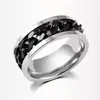 Popular Europeo y Americano Diseño de Cadena Cruzada Anillo Dominante de Acero Inoxidable Acero de Titanio Joyería Joyería de Mano Venta al por Mayor Cadena Negra