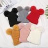 Gorro de Felpa con Orejas de Panda de Dibujos Animados, Doble Uso para Adultos y Niños, Gorro de Punto con Pompón, Versátil Gorro Cálido para Otoño e Invierno
