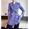Atacado do Fabricante Blazer Roxo para Mulheres, Sensação de Alto Padrão, Terno Pequeno de Lã Nova com Tweed Espinha de Peixe para Mulheres