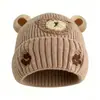 Chapéus de bebê mais vendidos para outono e inverno, chapéus de tricô de urso fofo para meninos e meninas, chapéus quentes de lã para bebês e crianças pequenas