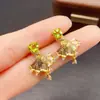Pendientes Transfronterizos de Peridoto Natural Accesorios para Mujer Nicho Alta Gama Joyería de Plata 925 5*5mm Moda Directo de Fábrica