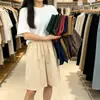 Fornecimento Exclusivo Transfronteiriço de Shorts de Algodão e Linho para Mulheres, Calças Casuais Largas de Cintura Alta Soltas de Verão, Calças de Linho Retas de Cinco Pontos para Mulheres