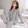 Pijamas de Terciopelo Coral para Mujer en Invierno, Espesados con Terciopelo, Ropa para el Hogar de Franela Usable Nueva de Otoño e Invierno al Por Mayor