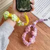 Corda de Pulso de Flor Tecida Cordão para Celular Curto Portátil Alargado Firme Viagem Pingente Anti-perda Corrente de Celular da Moda