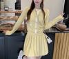 Traje falda estilo familiar Yujie para mujer, vestido de otoño con un conjunto de falda plisada estilo diosa de temperamento estilo Chanel, conjunto de dos piezas