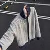 Suéter cárdigan retro estilo Old Money para hombre, otoño, holgado, casual, estilo perezoso, versátil, tejido de punto, bloques de color, cuello alto, chaqueta
