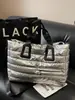 Bolsa de Viaje, Bolsa de Equipaje Ligera, Bolsa Plateada de Gran Capacidad, Bolsa de Algodón de Moda para Mujer, Bolsa Tote, Bolso Cruzado de Mano