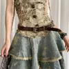 Gumela Anel Quadrado Moda Cinto para Mulheres Y2K Versátil Punk Estilo Deserto Decoração de Cinto para Vestido Tendência