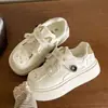 Zapatillas lindas estilo gatito con suela gruesa para mujer, nuevos zapatos blancos de primavera 2026, mocasines versátiles para estudiante, lindos y duraderos