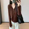 E estilo simples~100% lã zíper duplo malha canelada slim fit cardigã feminino 26 novo outono/inverno H091817