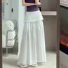 Roupa Feminina Saia de Malha com Recortes Dupla Camada para Mulheres Verão Novo Estilo Cintura Alta Emagrecedora Linha A Justa ao Corpo Comprimento Médio