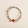 Tienda de Fábrica Pulsera de Ágata Ahumado Natural Pulsera con Cuenta Superior de Ágata y Colgante de Arena Dorada de la Fortuna para Mujeres Se Puede Enviar en Nombre de Otros