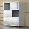Prateleira de Armazenamento em Aço Inoxidável com Porta, Armário de Chão para Micro-ondas de Cozinha, Armário de Armazenamento Doméstico com Painel Traseiro, Multicamadas