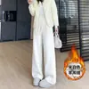 Pantalones con forro de borrego sintético para mujer, nuevos pantalones de chenilla de pierna ancha para otoño e invierno 2026, pantalones rectos casuales holgados de cintura alta