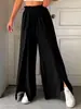 Europeo y Americano 2025 Primavera y Verano Nuevo Elegante Amazon Suelto Cintura Alta Plisado Pantalón de Pierna Ancha Ropa de Mujer