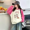 Sudadera para niñas Dopamine, prenda base de punto de manga larga con cuello redondo, versátil para niños, para primavera, otoño e invierno, top con forro polar