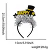 Faixa de Cabeça Colorida de Ano Novo 2027 HAPPYNEWYEAR Faixa de Cabeça com Pentagrama Preto e Dourado Decoração de Festa de Véspera de Ano Novo Acessório de Cabeça