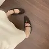 Zapatos de Noche Suaves Estilo Chanel Retro con una Hebilla Única, Zapatos Mary Jane Cuadrados de Lana, Zapatos Planos Suaves Tipo Ballet para Mujer