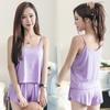 Pijama de Verano Sexy con Tirantes y Shorts Estilo Coreano para Mujer, Conjunto de Dos Piezas de Talla Grande para Primavera y Otoño, Pijama para Mujer, Conjunto de Ropa para Estar en Casa