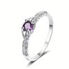 Anillo Simple de Amatista Zircón de Venta Caliente Transfronteriza Anillo Dulce y Fresco para Mujer de Alta Gama Joyería de Mano de Moda para Combinar con Todo