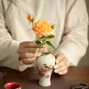 Esmalte estilo antiguo, rojo piedra de fuego, jarrón "Canto de pájaros en el patio tranquilo", florero, jarra pequeña de jade, jarrón de primavera, accesorios de cerámica para sala de té, pieza decorativa exquisita