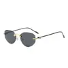 Óculos de Sol Poligonais Sem Aro Transfronteiriços com Lentes Degradê, Óculos de Sol Unisex Corte Afiado Estilo Clássico Europeu e Americano