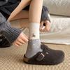 Calcetines de Mujer Sin Costuras de Alta Calidad para Otoño e Invierno, Calcetines de Media Pantorrilla, Versión Coreana, Bordado de Dibujos Animados Transfronterizo, Calcetines Largos Grises, Calcetines Holgados al por Mayor