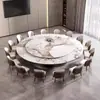 Nueva Mesa de Comedor de Hotel Eléctrica Grande Redonda para 20 Personas, Mesa Giratoria de Pizarra para Habitaciones de Club de Hotel, Mesa para Hot Pot, Villa de Banquetes