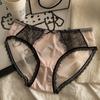 Francês Tribunal Estilo Sexy Lace Ice Silk Underwear Malha Meados da Cintura Arco de Algodão Virilha Cuecas Femininas