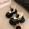 Botines tipo Martin con puntera de concha para mujer, nuevo modelo 2026, primavera y otoño, hacen que los pies parezcan más pequeños, aumentan la altura, con suela gruesa, botines cortos, versátiles, con bloques de color, tipo chimenea