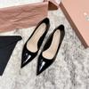 879-3 Zapatos de Salón Temperamento Punta Afilada Primavera Nuevo Boca Baja Tacón Alto Zapatos Negros Joker Tacón Fino Zapatos de Mujer