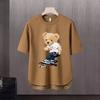 Camiseta de manga corta para hombre, marca de moda de verano, suelta, de cinco puntos, manga, 2024, nueva camiseta con estampado simple de Internet Ins.