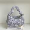 Bolsa Feminina de Moda Transfronteiriça, Bolsa de Mão Plissada Estilo Coreano, Bolsa Transversal, Estilo Nicho, Alta Qualidade, Luxo Leve, Bolsa de Mão Macia com Lantejoulas