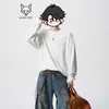 Camiseta de manga larga negra con cuello redondo moderna para hombre, estilo coreano, nicho, versátil, genial, sudadera cómoda, novedad 2025