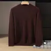 Suéter de cachemira para bebé, cuello alto medio para hombre, color liso, casual de negocios, manga larga, cuello medio, camiseta interior de punto de lana