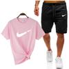 Traje deportivo informal de manga corta con camiseta de manga corta y parte superior de algodón para hombre de verano transfronterizo en stock