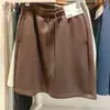 Saia curta casual de secagem rápida para mulheres, novo modelo versátil de outono 2026, saia reta fashion com cintura elástica 492915