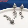 Colgante de borla para cesta de peces hoja de plata esterlina Accesorios Vintage Desgastado Doble Anillo Adornos Hechos a Mano DIY