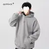 Moletom Casual Pesado Estilo Americano para Homens e Mulheres, Estação Outono e Inverno, Forrado com Fleece e Espesso, Pulôver Estiloso, Top Solto e Simples