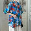 Camisa de flores tailandesas muy de hadas de internet para hombre, moda coreana, comodín, manga corta, marca de moda, periódico personalizado, media manga