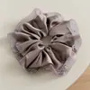 Goma para el pelo de malla con borde de pedrería satinada estilo coreano para mujer, Diadema de coleta de moda de alta gama, Accesorio para el cabello de lujo ligero