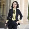 Traje de manga larga de primavera para carrera profesional, traje de moda con temperamento para mujer, traje delgado a rayas, ropa de trabajo para cuello blanco