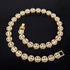 Europa y Estados Unidos 12 mm cara sonriente con diamantes aleación collar de hombre personalidad genial de alto nivel transfronterizo hip-hop cadena cubana