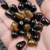 Ágata color café negro, gota de agua de jade, cuentas sueltas, ágata de seda, con agujero pasante, accesorio de joyería para pulsera, gota de agua tridimensional, cuentas