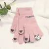 Guantes para Mujer en Otoño e Invierno, Lindos para Ciclismo Cálidos y Engrosados a Prueba de Frío Estudiante Tejidos Tacto Lana Guantes de Cinco Dedos con Pantalla Táctil